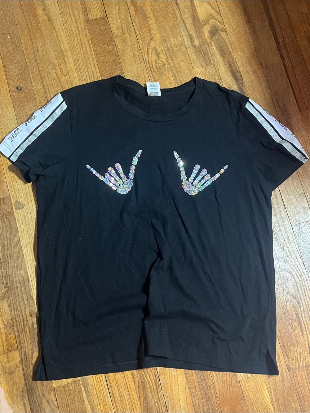 RARE Halloween 2018 Pink Victoria’s Secret GHOSTING YOU sequined breast tee